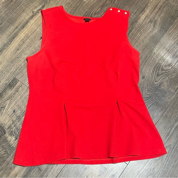 Ann Taylor Tops - Ann Taylor Red Sleeveless Blouse with Pearls